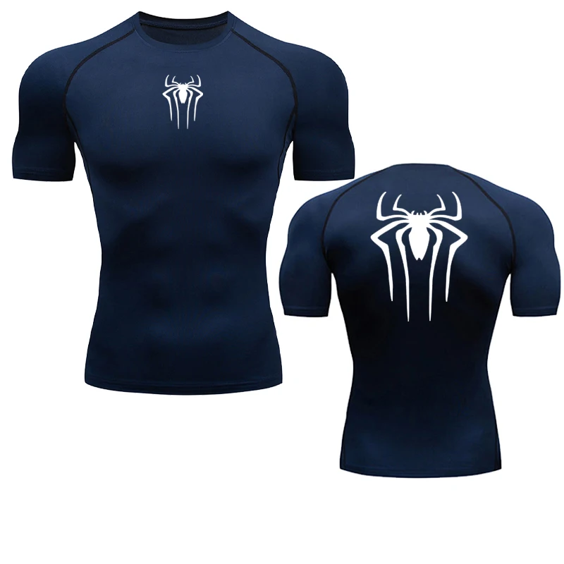 Color: Blue, Size: S - Printed Men's Athletic Compression Shirts Athletic Quick Dry Breathable Rash Guard Athletic Tight Workout Tops Summer Men