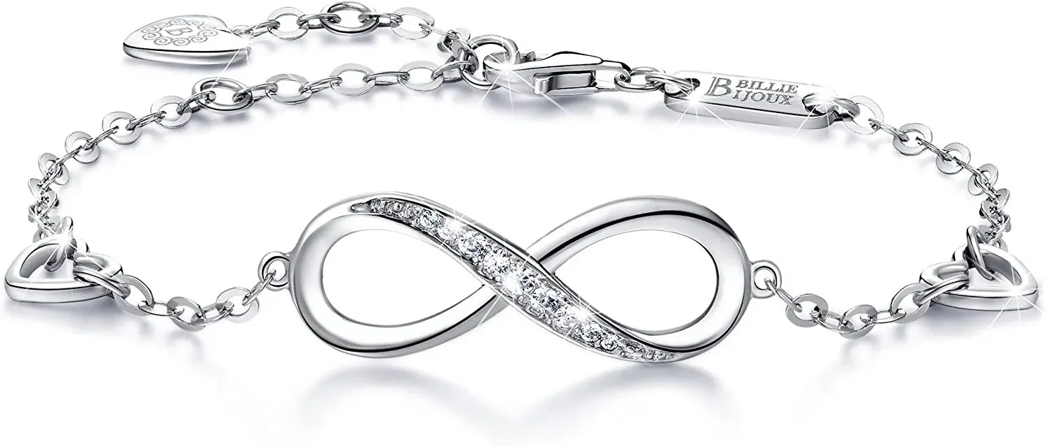 Metal Color: Hot Stamping, Ships From: CHINA - Womens  Sterling Silver Infinity Endless Love Symbol Charm Adjustable Bracelet for Women Mother's Day