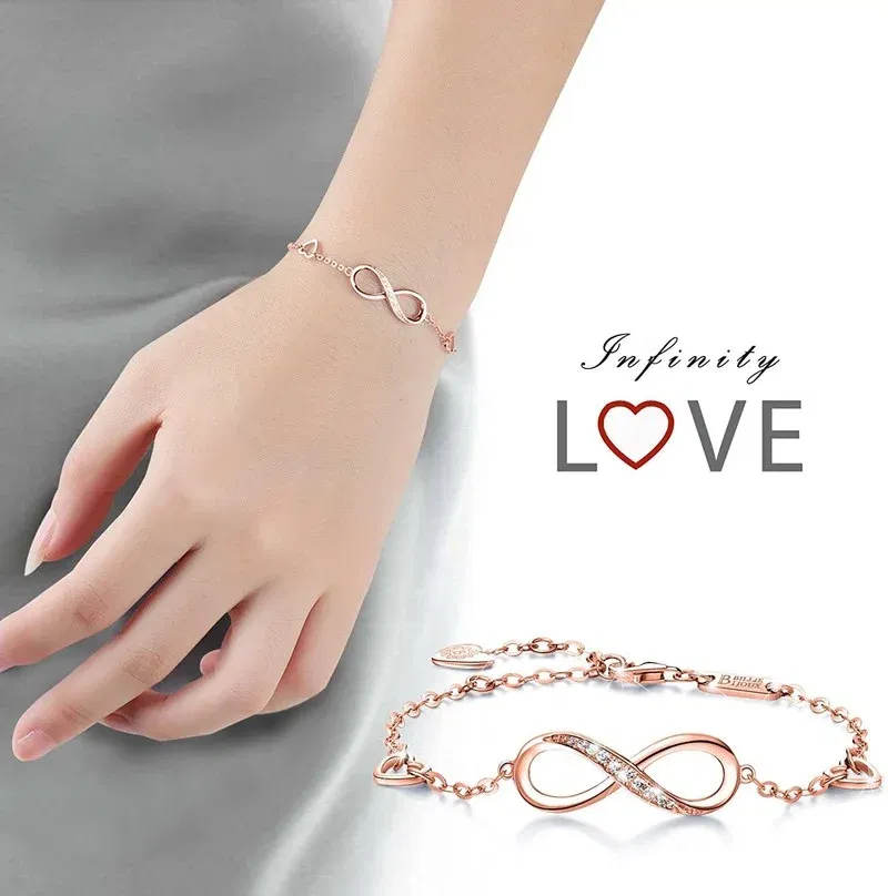 Metal Color: Hot Stamping, Ships From: CHINA - Womens  Sterling Silver Infinity Endless Love Symbol Charm Adjustable Bracelet for Women Mother's Day