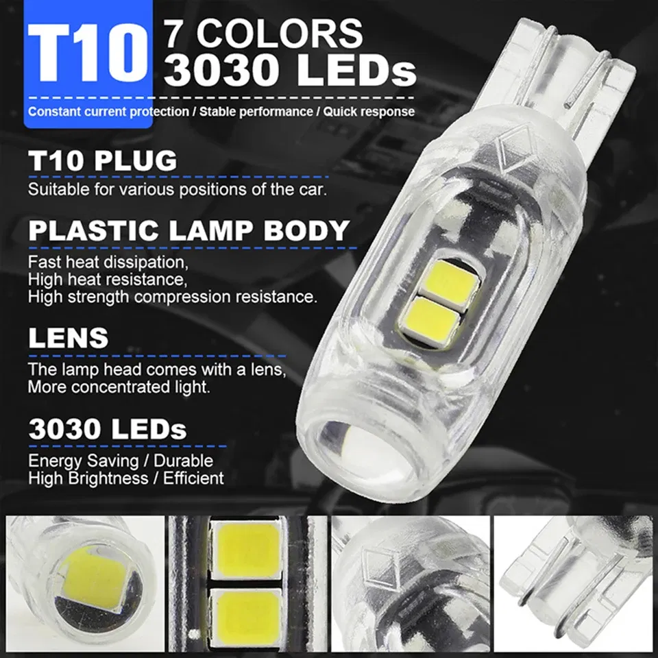 Emitting Color: Pink - New T10 LED W5W Super bright Polarity Free Plastic Protect smd Car Interior Light Read Door License Plate Wedge Lamp 12V White