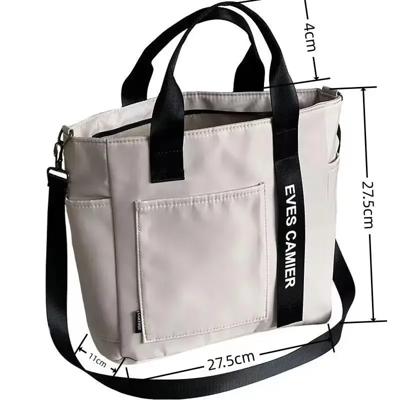 Color: Blue - New Casual Tote Large Capacity Shoulder Bag Nylon Waterproof Canvas Handbag Simple Fashion Messenger Bags For Schoolgirl