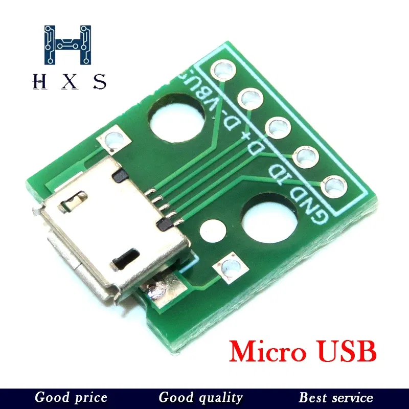 Color: Army Green - 5pcs Micro Mini USB USB A Male USB 2.0 3.0 A Female USB B Connector Interface to 2.54mm DIP PCB Converter Adapter Breakout Board