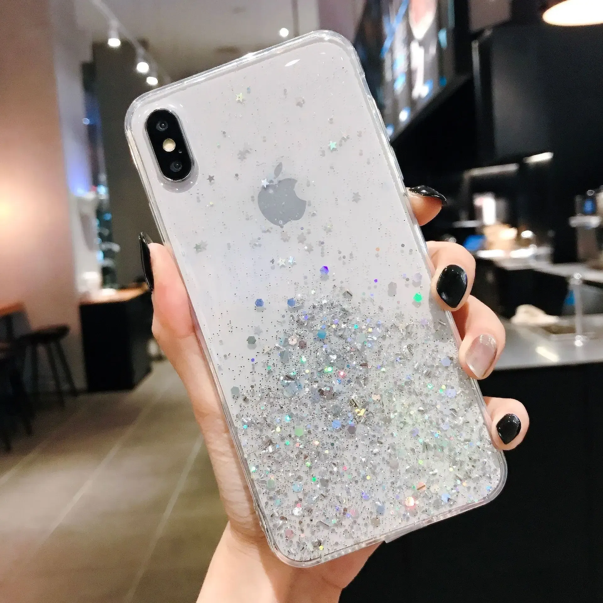 Color: WHITE, Compatible-Phone Models: For iPhone 12 - 16 Pro Max, Epoxy Resin Case, iPhone 15 Case with Sequins, Epoxy Case, iPhone 14 Case, Glitter Girls Designs, 13 Pro Max, 15Pro