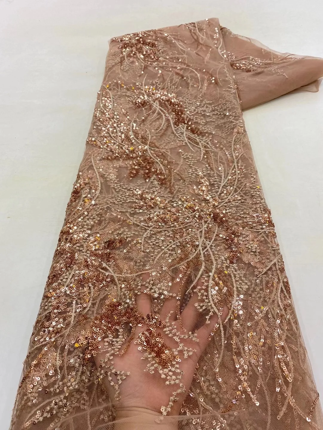 Color: Blue, Length: 5 yards, Width: 120cm - African French Sequined Lace Fabrics 2023 High Quality Tulle Lace 5 Yards Nigerian Embroidered Dress Material For Party Wedding