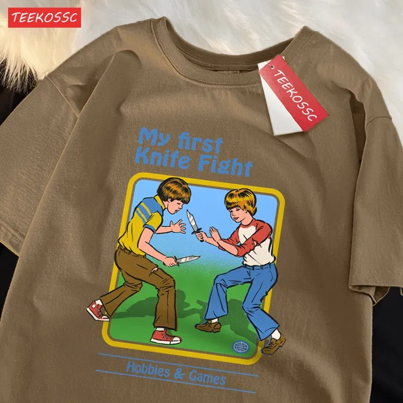 Color: green, Size: S - My First Knife Fight Hobbies Games Print Tshirts Men Women Soft Short Sleeve Summer Casual Cotton Oversized Loose Street T Shirt