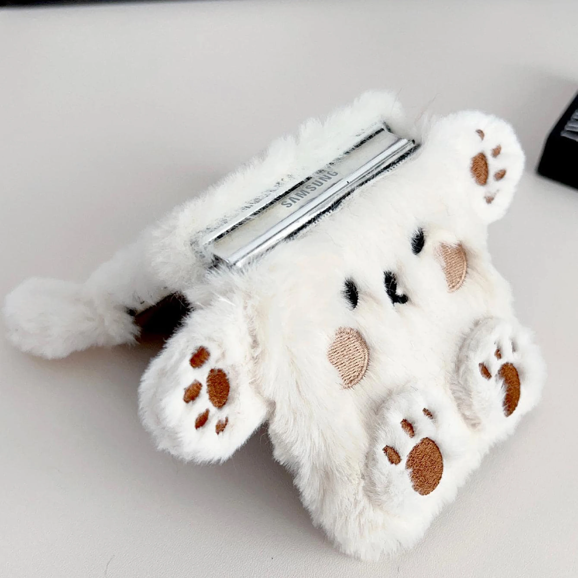 Color: Khaki, Size: Samsung Galaxy Z Flip 3 - Cartoon three-dimensional bear plush folding phone case for Samsung Galaxy Z Flip 3 4 5 all-inclusive plush folding phone case