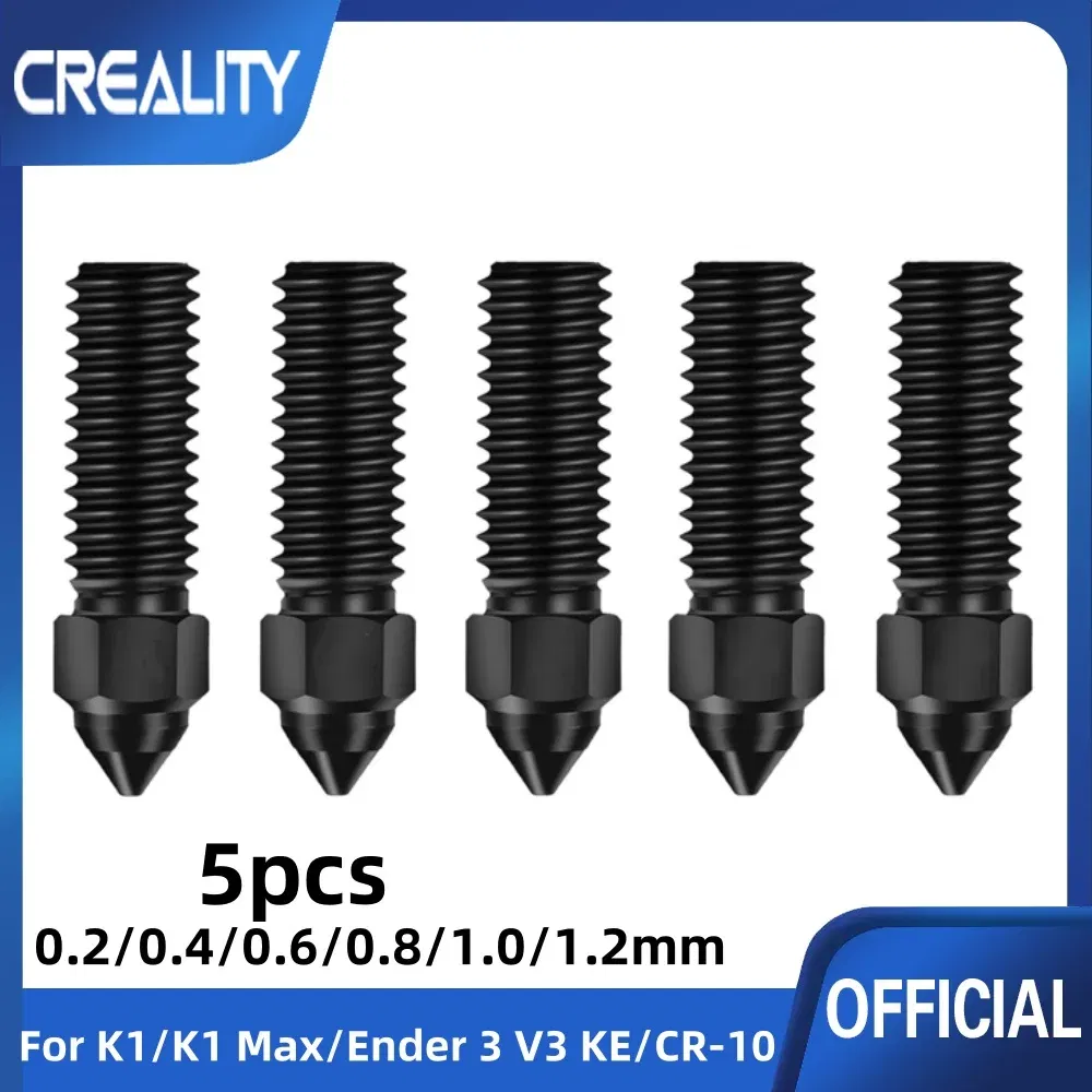 Color: Silver - Creality Ender 3 V3 KE Nozzle Har Hardened Steel Nozzle Kit 0.2/0.4/0.6/0.8/1.0/1.2mm for K1 3D Printer Parts Non Stick Filament