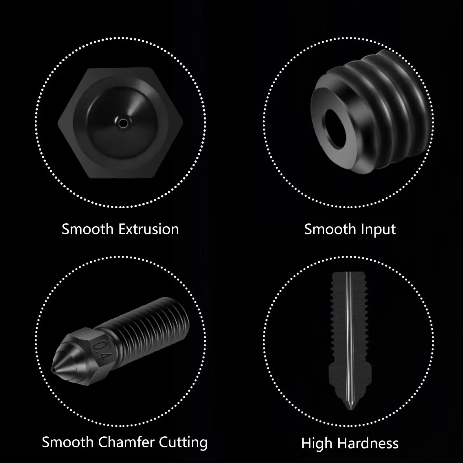 Color: Silver - Creality Ender 3 V3 KE Nozzle Har Hardened Steel Nozzle Kit 0.2/0.4/0.6/0.8/1.0/1.2mm for K1 3D Printer Parts Non Stick Filament