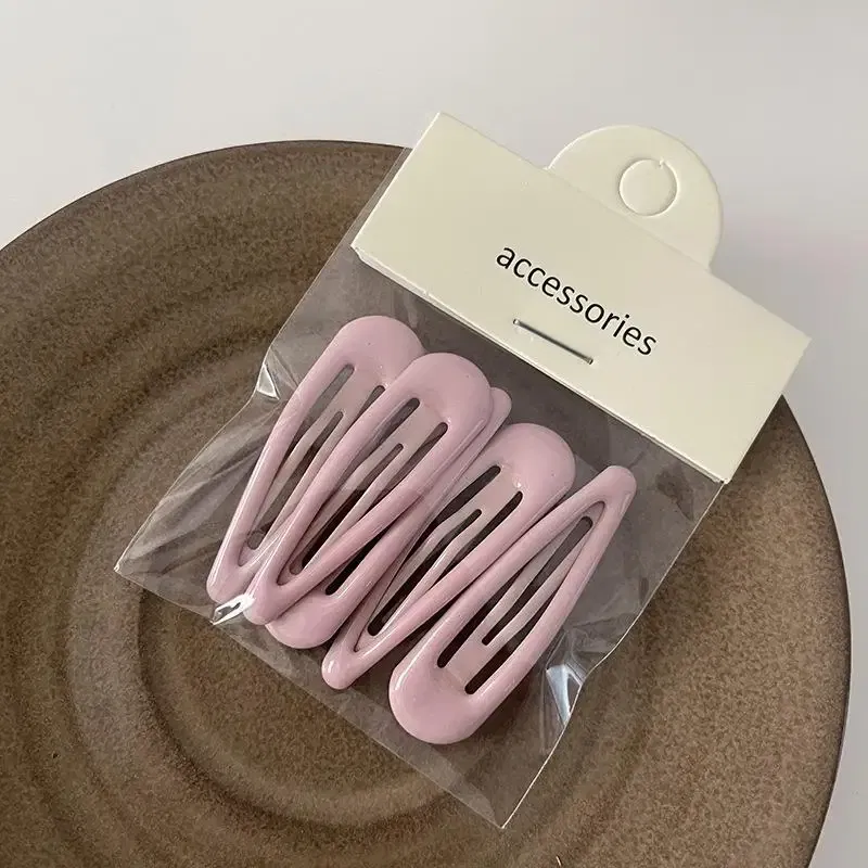 Color: Brown - 5Pc Korean Snap Hairgrip Hair Clips Bangs Clip Edge Clip Waterdrop Shape BB Hairpins DIY Fashion Headwear Women Hair Accessories