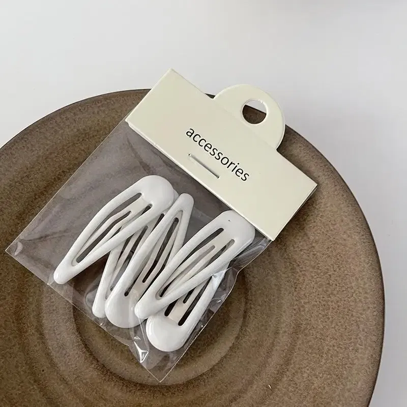 Color: Brown - 5Pc Korean Snap Hairgrip Hair Clips Bangs Clip Edge Clip Waterdrop Shape BB Hairpins DIY Fashion Headwear Women Hair Accessories