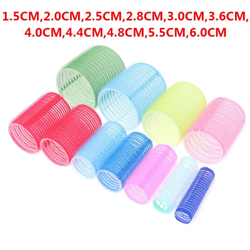 Color: PURPLE - 6 Pcs Hairdressing Home Use DIY Magic Large Self-Adhesive Hair Rollers Styling Roller Roll Hair Curler Beauty Tool 10 Size