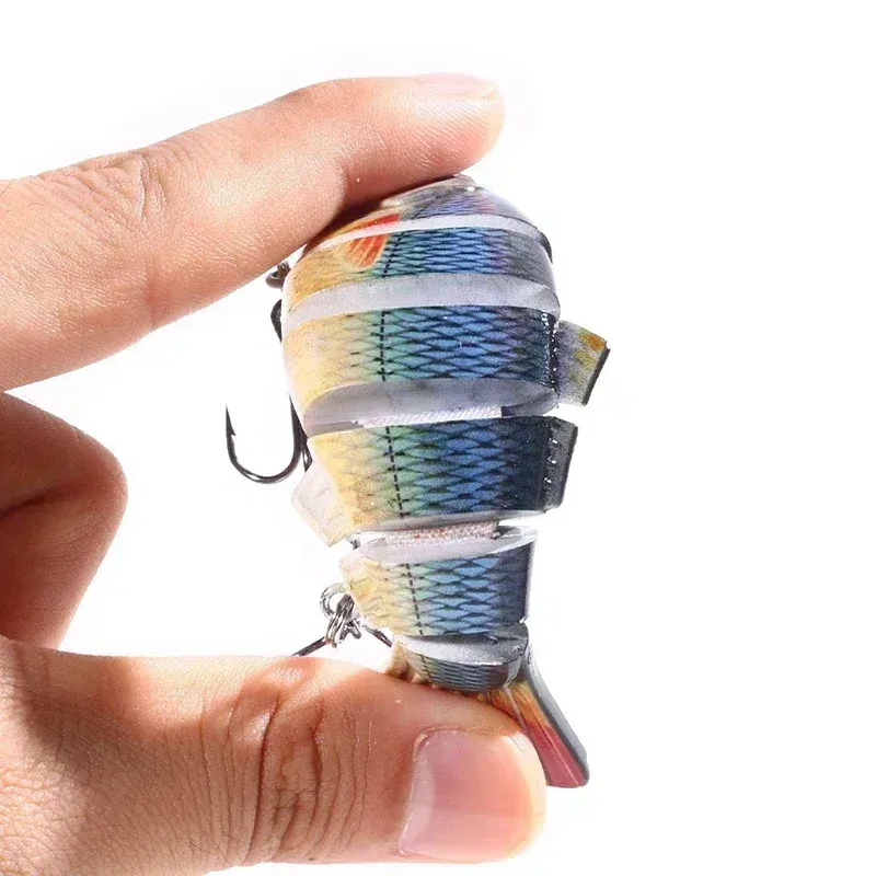 Color: Yellow, Size: 40mm - 6 Segment Multi Jointed Fishing Lure Sinking 10cm/17.5g Swimbait Artificial Wobblers Crankbait Hard Bait Pesca Tackle 5/3/1Pcs