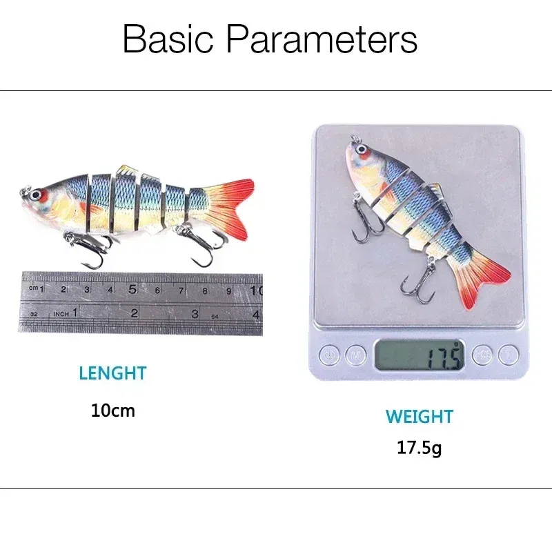 Color: Yellow, Size: 40mm - 6 Segment Multi Jointed Fishing Lure Sinking 10cm/17.5g Swimbait Artificial Wobblers Crankbait Hard Bait Pesca Tackle 5/3/1Pcs