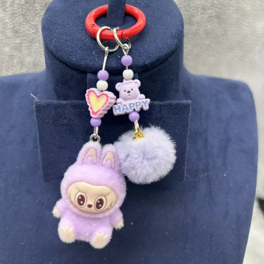 Color: PURPLE, Ships From: CHINA - Mini cloth keychain kawaii three-dimensional cartoon creative car phone pendant bag hanging children's day gift