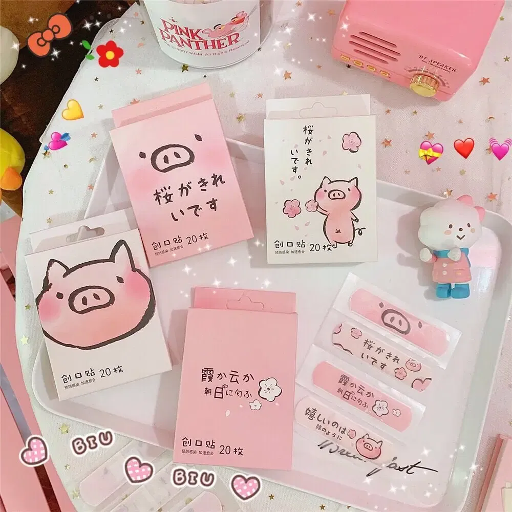 Color: Coffee - 20pcs/lot Kawaii Cartoon Dinosaur Pattern Self-adhesive Band Aid Hemostasis Bandages Dressing Patches Tape Plaster for Children