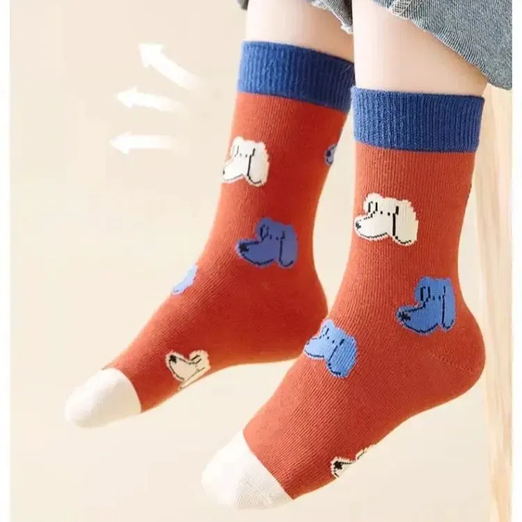 Color: SKY BLUE, Size: 4-6T - Autumn Children's Socks Little Big Boys Cotton Socks Baby Cartoon Pattern Medium Sock 5 Pairs/bag