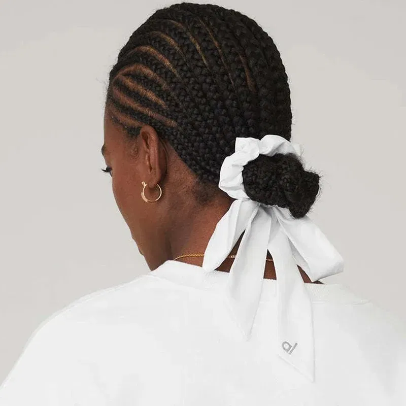 Color: SKY BLUE - al Love Knots Tie Scrunchie Bow Ribbon Hair Clip Fashion Simple Solid Hair Pin Retro Headband with Clips Girls Hair Accessories
