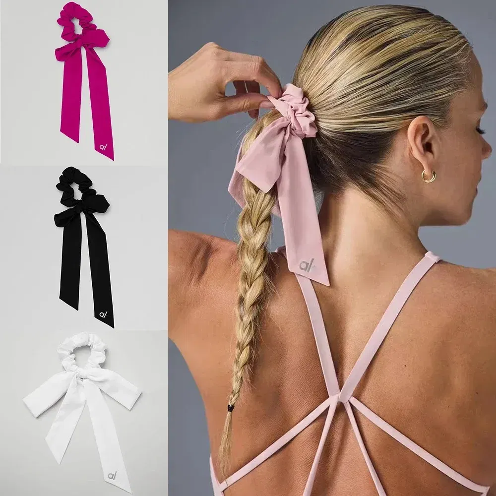Color: SKY BLUE - al Love Knots Tie Scrunchie Bow Ribbon Hair Clip Fashion Simple Solid Hair Pin Retro Headband with Clips Girls Hair Accessories