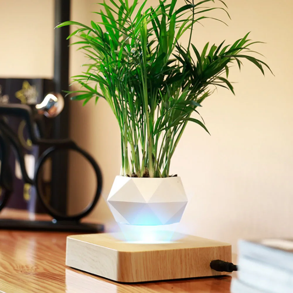 Color: Black, Sheet Size: Medium - Levitating Air Bonsai Pot Rotation Flower Pot Planters Magnetic Suspension Floating Pot Potted Plant Home Without Plants