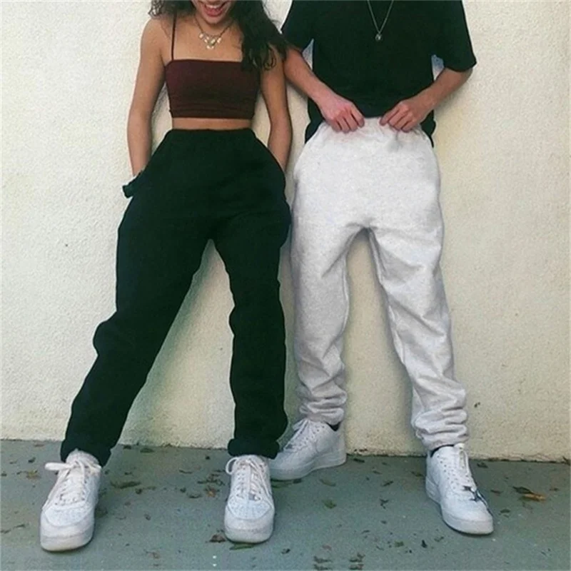 Color: Black, Size: L - Trendy Women's Pants Loose Trousers Outdoor Casual Pants Four Seasons Sweatpants Women's Drawstring Jogging Pants