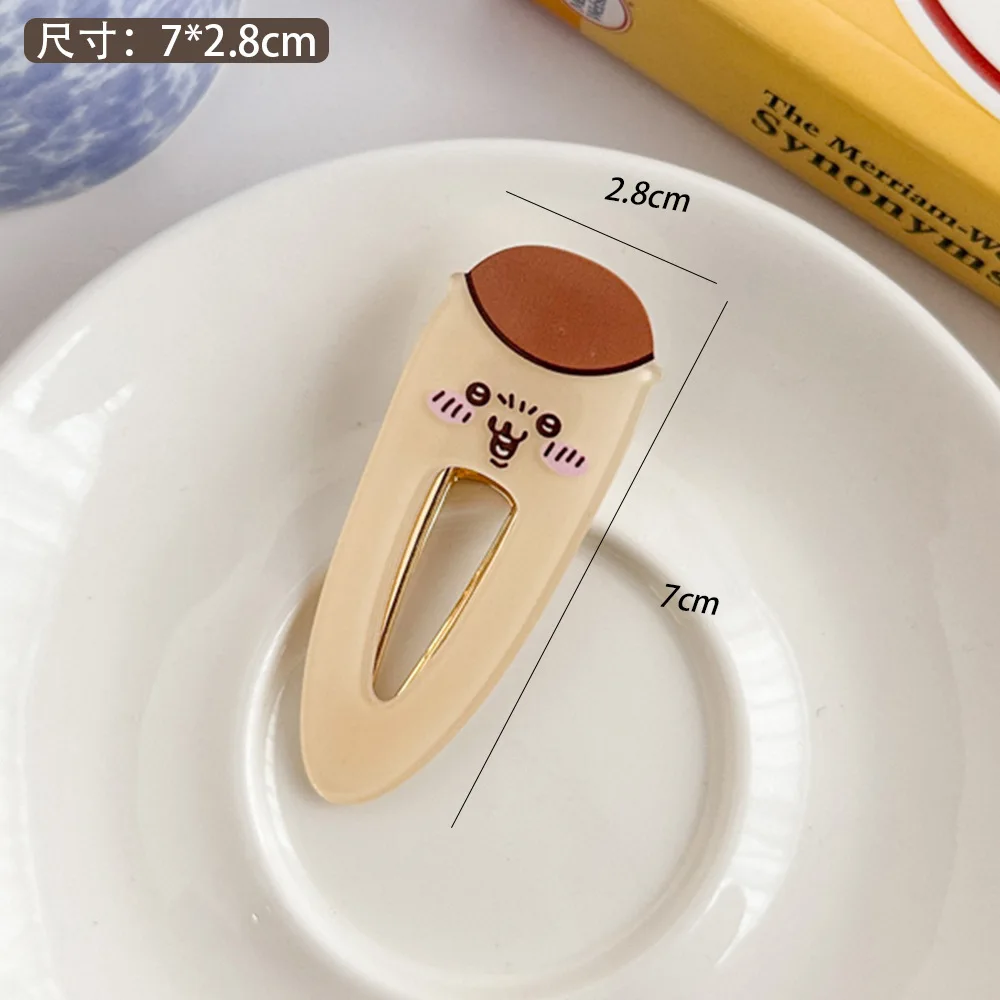 Color: Black - 2024 Creative Duck Beak Hairclip Anime Figure Chiikawa Hachiware Girl's Forehead Fringe Side Hair Clip Student Hair Accessories