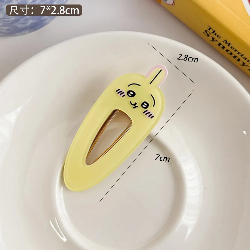 Color: Black - 2024 Creative Duck Beak Hairclip Anime Figure Chiikawa Hachiware Girl's Forehead Fringe Side Hair Clip Student Hair Accessories
