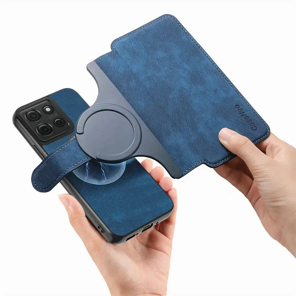 Color: Brown, Material: Neoprene - For Motorola Edge 50 Neo 60 Fusion 5G Luxury Case Leather Wallet Card Capa Moto Edge 60 Pro Case Edge50 S50 60s Pro Magnet Cover