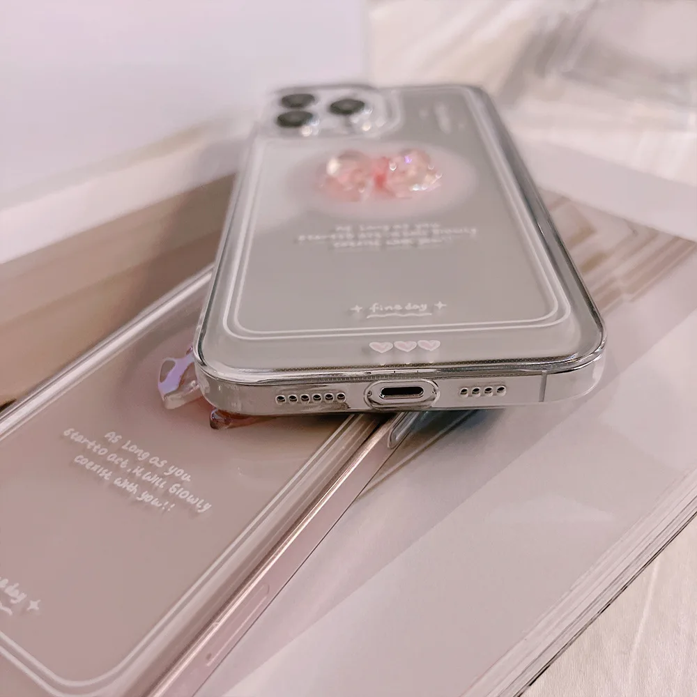 Material: ABS, Color: WHITE - NEW 3D Bow Transparent Mobile Phone Case For IPhone 15 14 Plus 13 Pro Max 12 Pro 11 Stereo Crystal Candy Cute Full Soft Cover