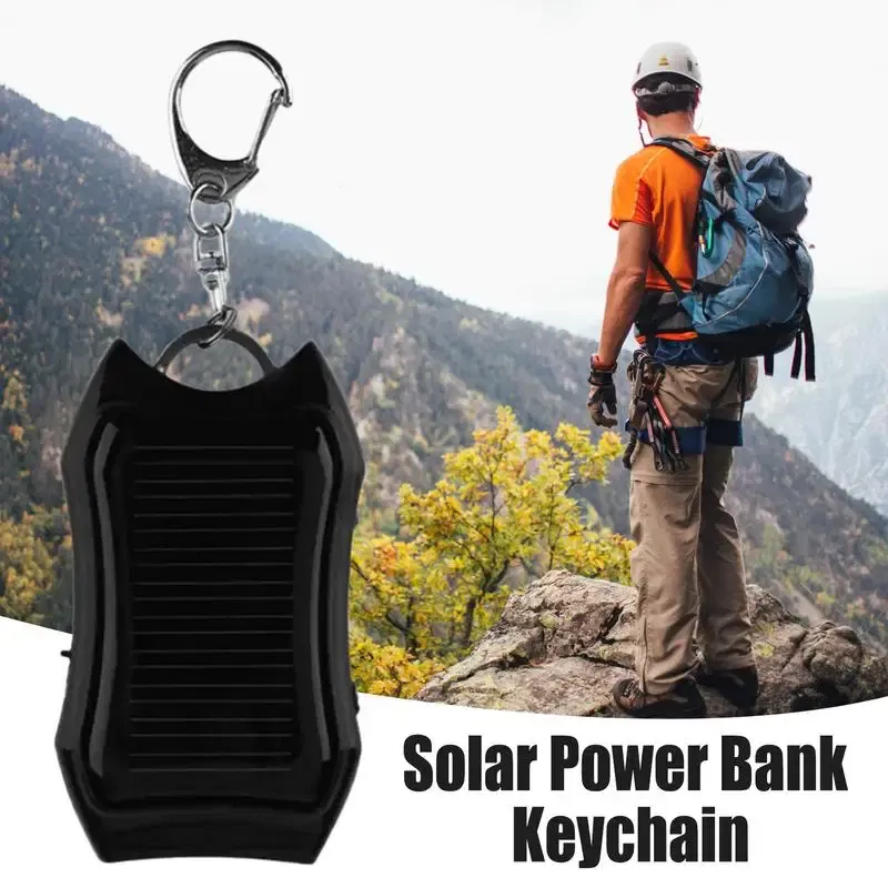 Color: Black, Ships From: CHINA - Solar Phone Charger 1500mAh Outdoor Portable Charger Waterproof Solar Charger Keychain Built-in Led Flashlight For Cell Phone