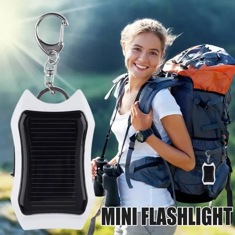 Color: Black, Ships From: CHINA - Solar Phone Charger 1500mAh Outdoor Portable Charger Waterproof Solar Charger Keychain Built-in Led Flashlight For Cell Phone