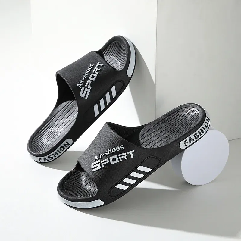 Color: Beige, Shoe Size: 6.5 - Fashion Men's Slippers PVC Soft Sole Non-slip Slides Casual Outdoor Beach Flip Flops Home Bathroom Couples Slippers New Sandal