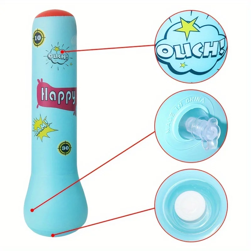 Color: GRAY - Inflatable Bopper Kids Punching Bag with Bounce-Back Action Inflatable Punching Bag for Kids Presents Inflatable Toys for Kids