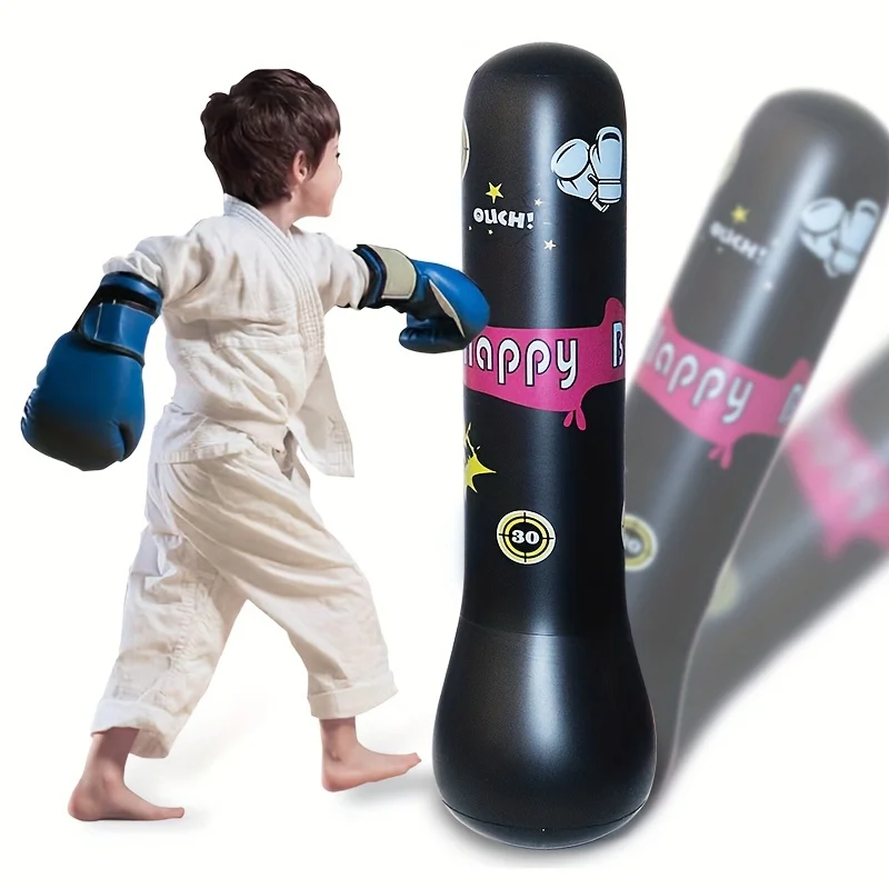 Color: GRAY - Inflatable Bopper Kids Punching Bag with Bounce-Back Action Inflatable Punching Bag for Kids Presents Inflatable Toys for Kids