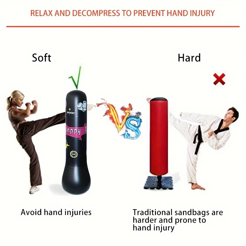 Color: GRAY - Inflatable Bopper Kids Punching Bag with Bounce-Back Action Inflatable Punching Bag for Kids Presents Inflatable Toys for Kids