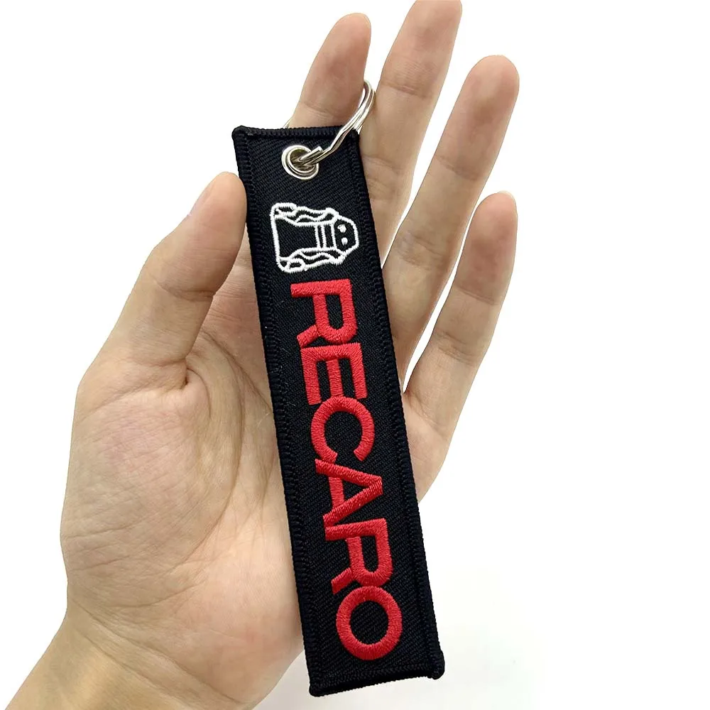 Color Name: Pink - JDM HKS Keychain Embroidered Woven Personality Fashion Cloth for Honda Key Chain Car Motorcycle Key Rings Key Holder Pendant Nos