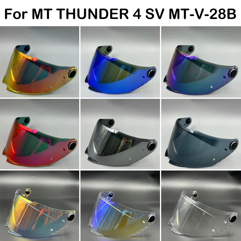 Color: Clear - MT Helmet Visor Shield for THUNDER 4 SV Sunscreen Capacete Windshield Uv Protection Motorcycle Replace Extra Lens MT-V-28B