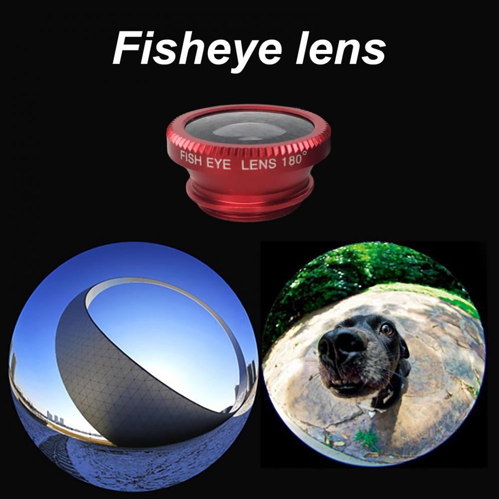 Color: Red - New Wide Angle Macro Fisheye Lens Camera Kits Mobile Phone Fish Eye Lenses With Clip 0 67x For Iphone All Cell Phones