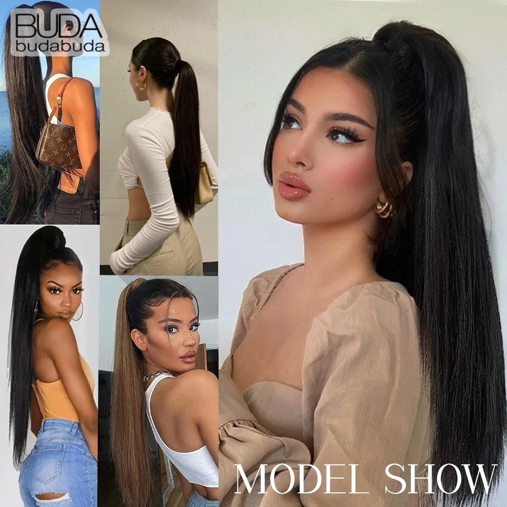 Color: 4/27HL, Bulk Buy: 1pc - 22Inch Synthetic Ponytail Hair Extension Long Straight Claw Clip Ponytail Heat Resistant Natural Wave For Women Blonde Hairpiece