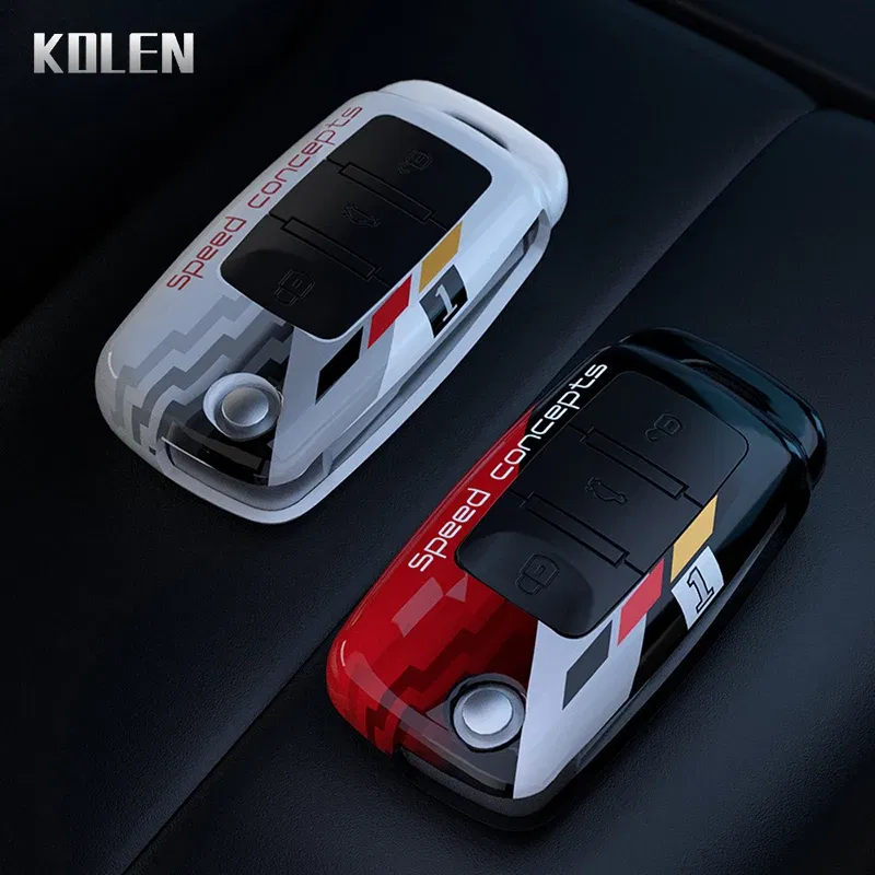 Color Name: camel - ABS Car Folding Key Case Cover Shell For Volkswagen VW Polo Golf Passat Beetle Caddy Tiguan Skoda Octavia Kodiaq Seat Leon Altea