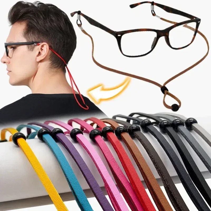 Color: black, Ships From: CHINA - Men Leather High Quality Anti-slip Sunglasses Lanyard Strap Eyeglass Reading Glasses Chain Cord Holder Glasse Necklace Unisex
