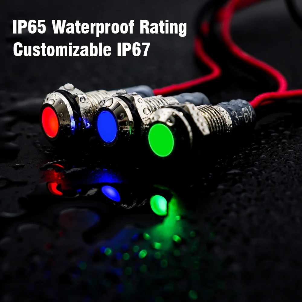 Color: MULTI - 1PC IP65 6mm LED Waterproof Metal Indicator Light Signal Lamp With Wire 5V 12V 24V 220V Red/Yellow/Blue/Green/White Metal Button
