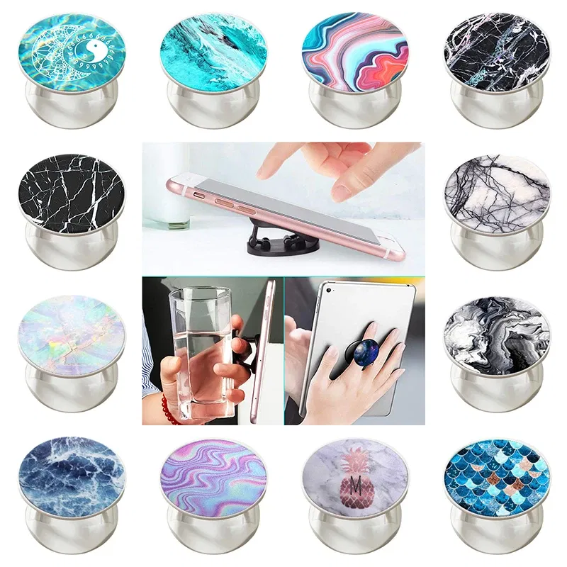 Color: Transparent - New Popular Marble Phone Holder Support Smartphone Popping Phone Holder Pocket Socket Stand for Phones and IPad accessories