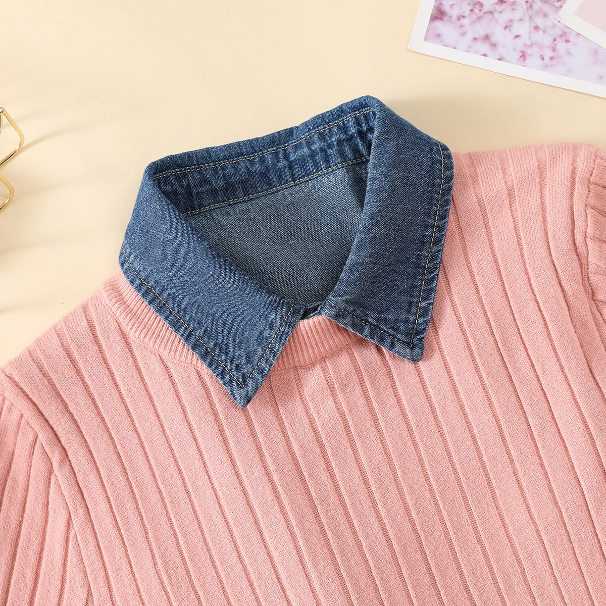 Color: ROYAL BLUE - Women's Blue Washed Denim Pointed Collar Fake Collar, Professional Casual Versatile Decoration Half Shirt Style Collar