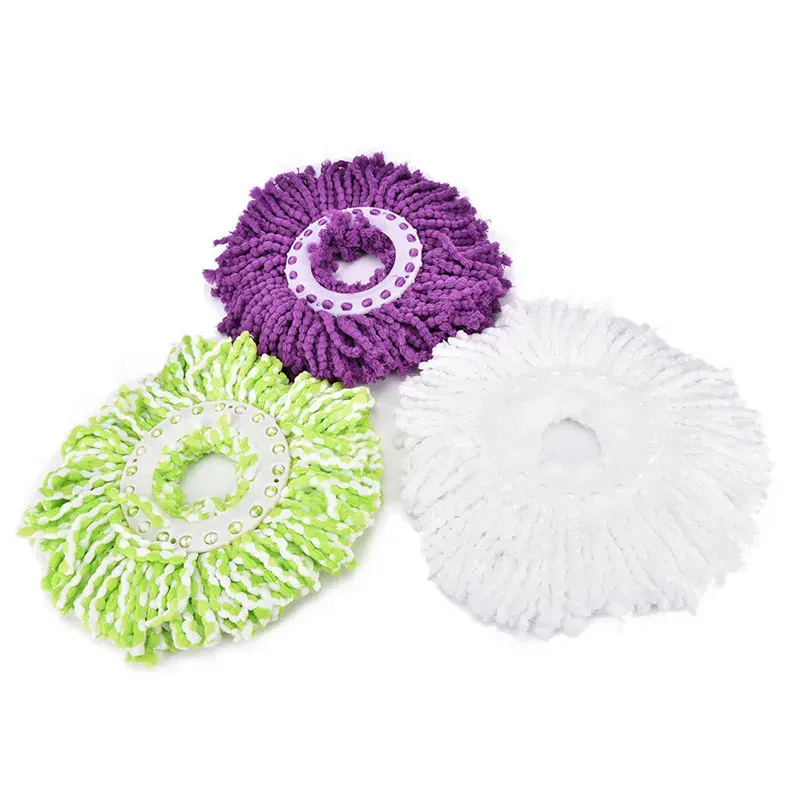 Color: Green - 360 Magic Rotating Automatic Microfiber Mop Head Replacement Mop Wash Floors Cloth Cleaning Broom Head Mop