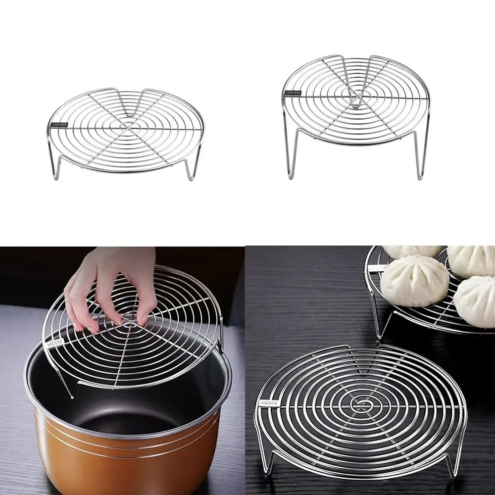 Color: army green - 304 Stainless Steel Steamer Rack Multifunction Pot Steaming Tray Dumplings Eggs Grill Stand Kitchen Tableware Cooking Utensils