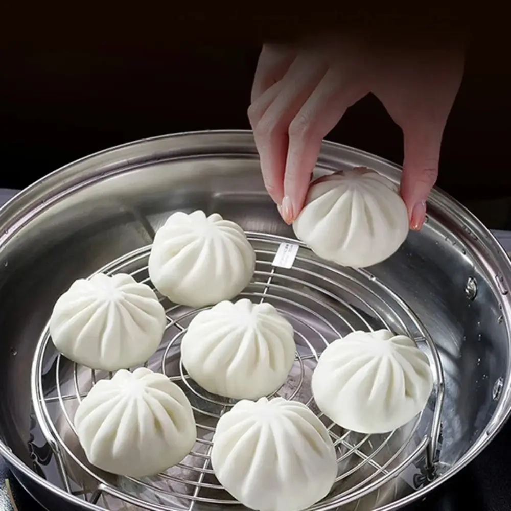 Color: army green - 304 Stainless Steel Steamer Rack Multifunction Pot Steaming Tray Dumplings Eggs Grill Stand Kitchen Tableware Cooking Utensils