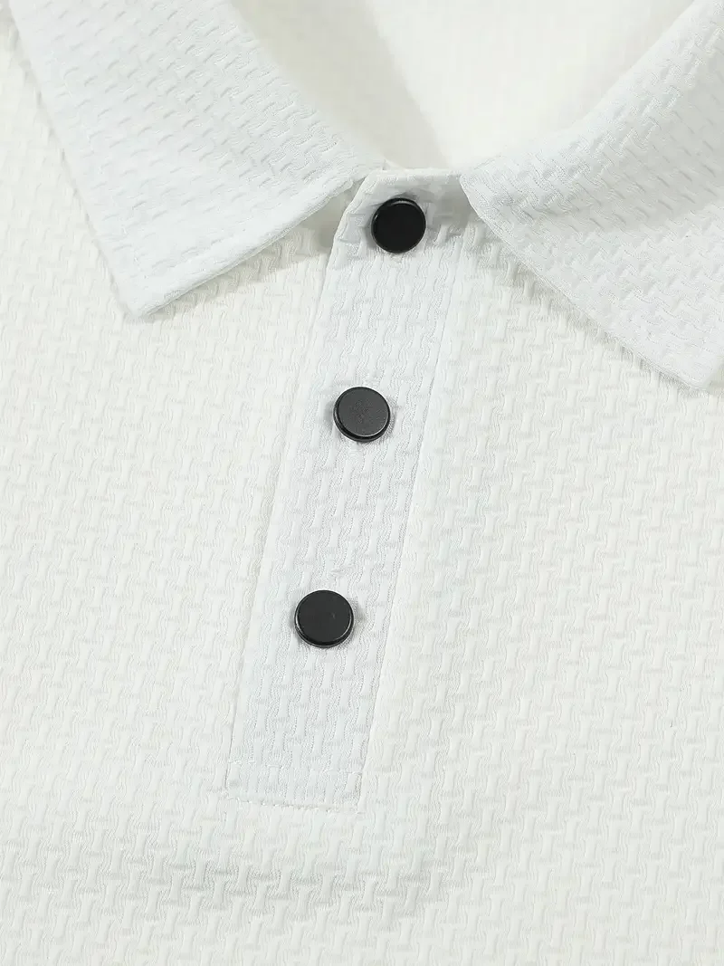 Color: Gold, Size: L - Classic men's casual POLO shirt soft and breathable MILAN pattern quick-drying top T-shirt