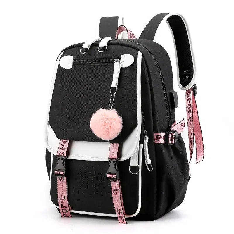 Color: Beige - Anime Hedwig Night Owl Backpack Nylon School Book Student Travel Bags Laptop Casual USB Port Messenger Bag