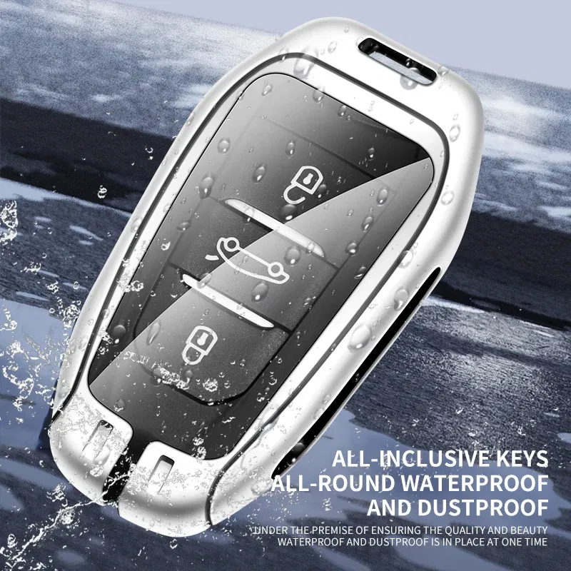 Color Name: Yellow - Car Metal Key Case Cover Shell Fob For Peugeot 308 408 508 2008 3008 4008 5008 For Citroen C4 C6 C3-XR key chain Accessories