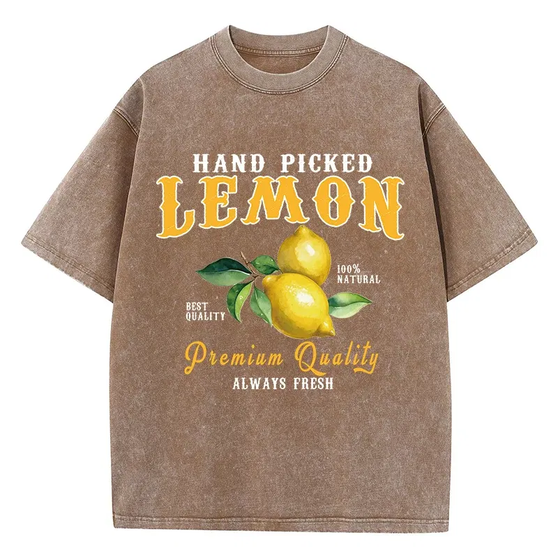 Color: green, Size: XS - Summer Lemon Washed T-Shirts Womens Cotton Oversized O-Neck T Shirts Fresh Fruit Prints Tops Casual Short Sleeve Woman Clothes